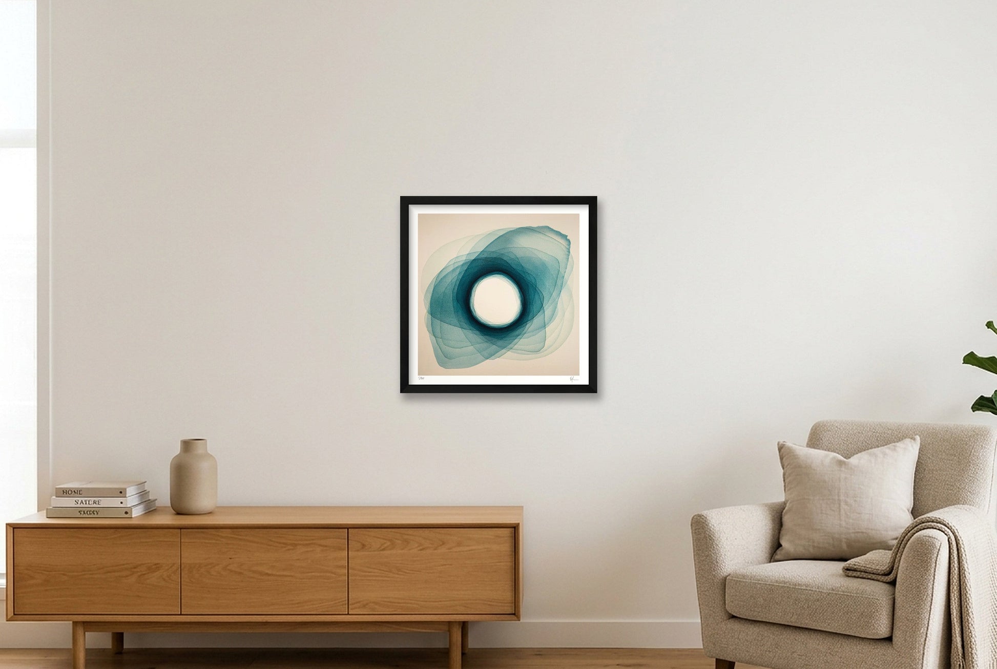 Silent Center — 40×40cm, 16×16" Black Frame