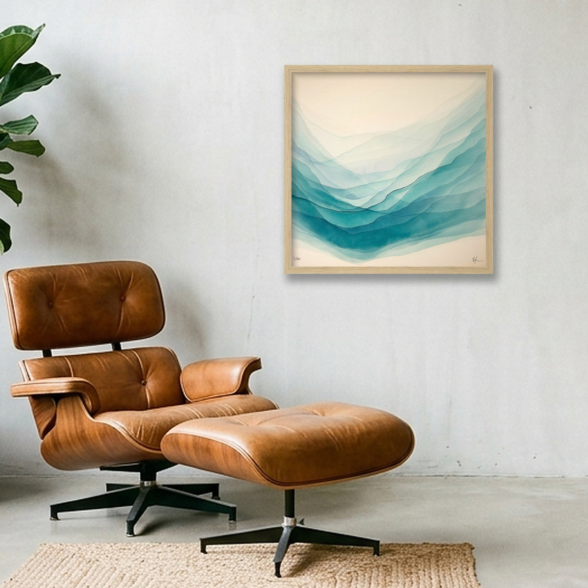 Light & Airy — 40×40cm, 16×16" Oak Frame
