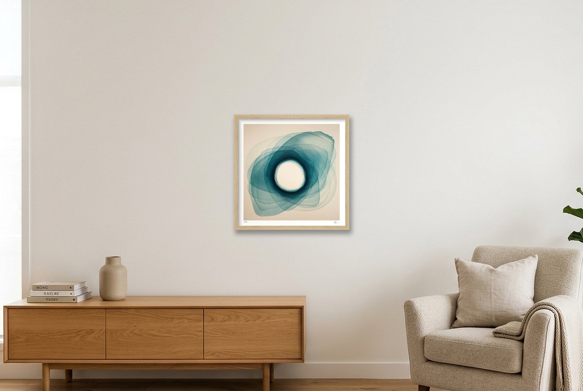 Silent Center — 40×40cm, 16×16" Oak Frame