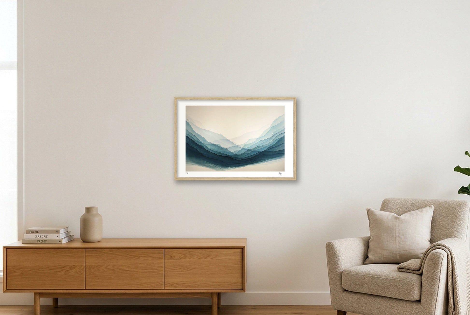 Flowing Stillness — 60×40cm, 24×16" Oak Frame