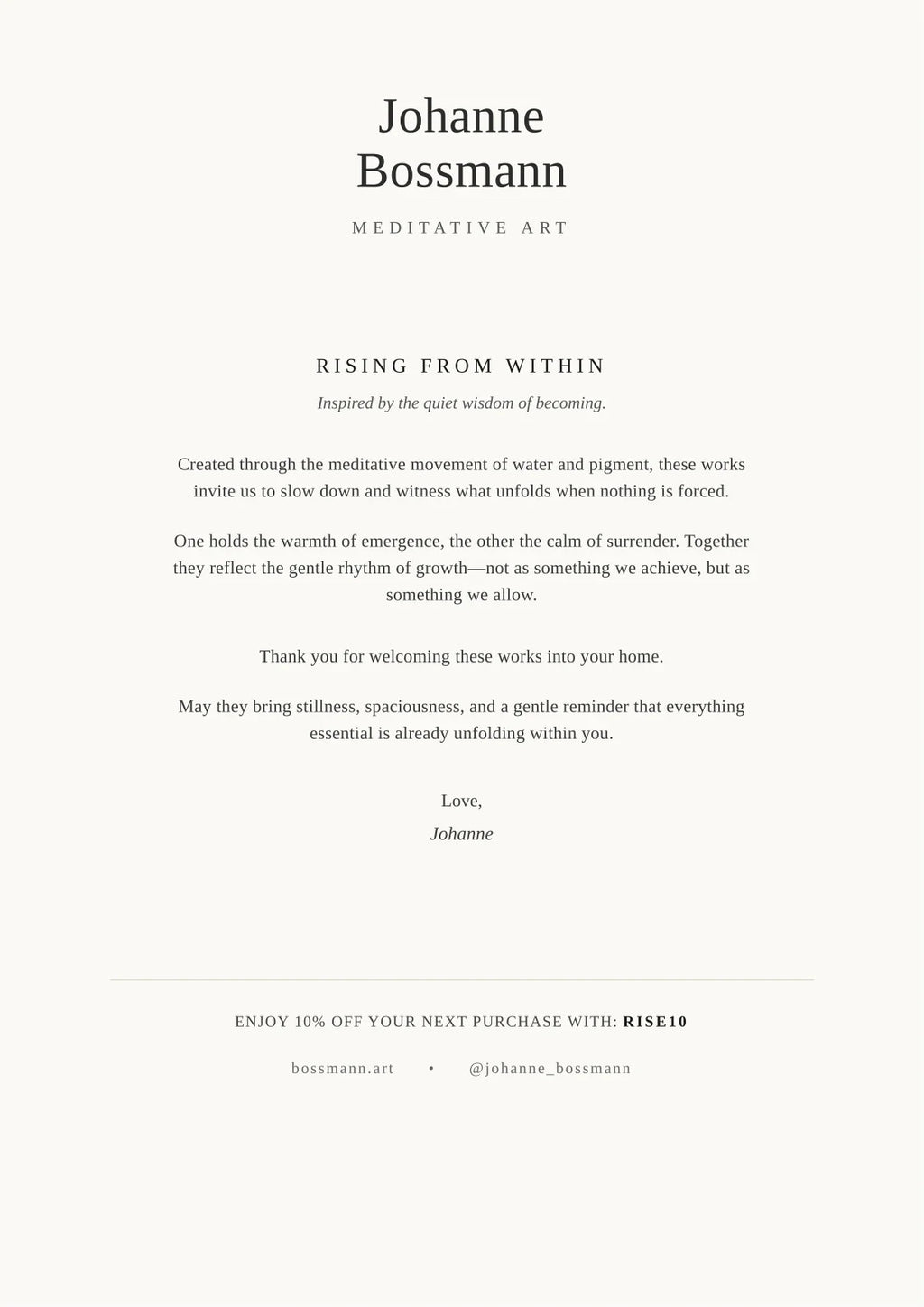 Silent Center — A letter from the artist