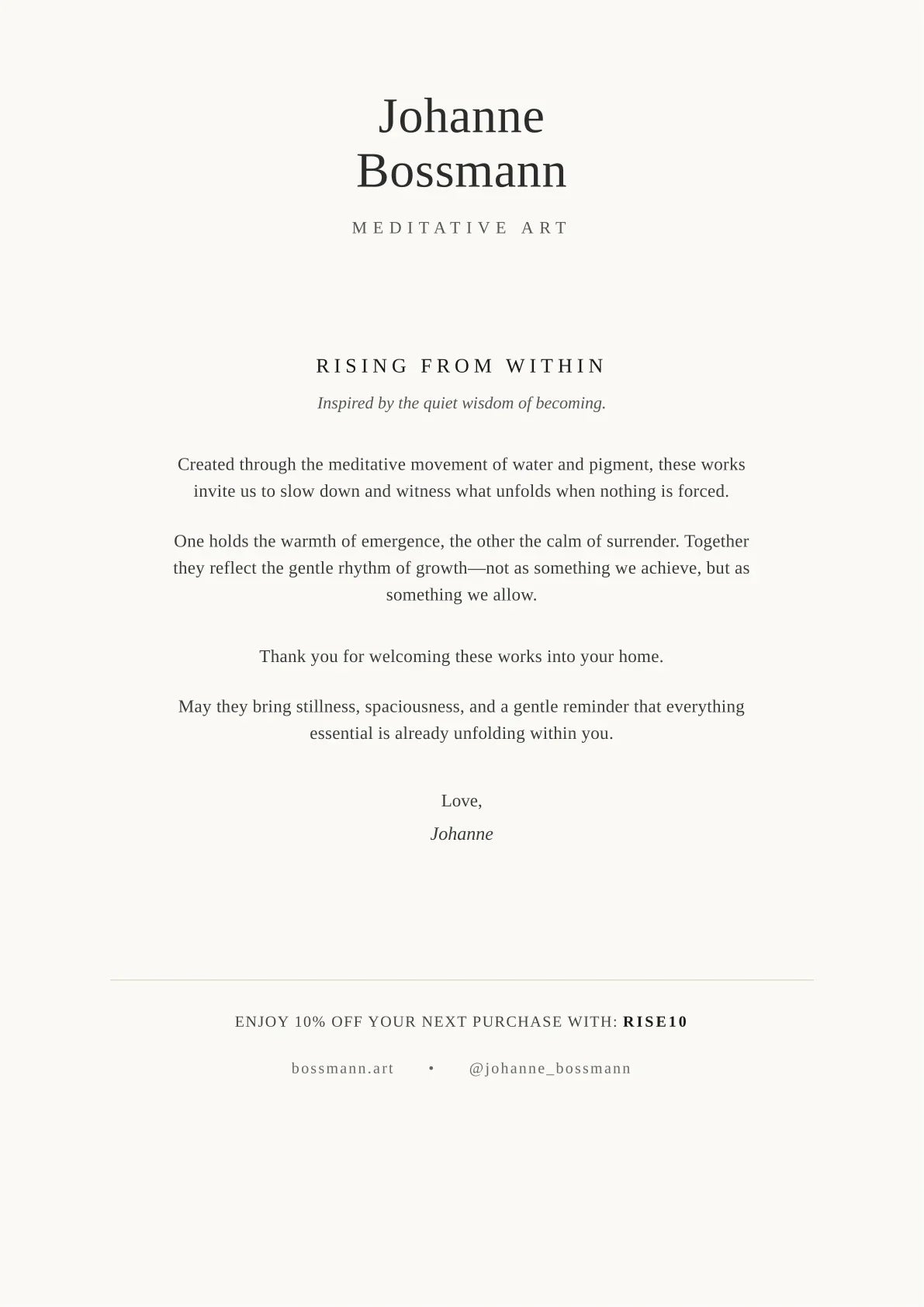 Silent Center — A letter from the artist